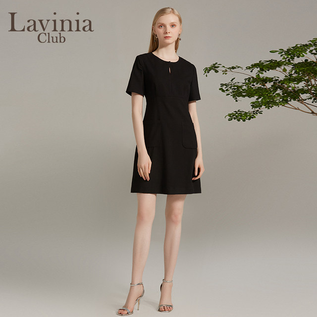 LaviniaClub/Lavinia 2024 ດູໃບໄມ້ລົ່ນໃໝ່ ສີດໍາສະໄລ້ແບບ A-line ນຸ່ງເຄື່ອງ OL