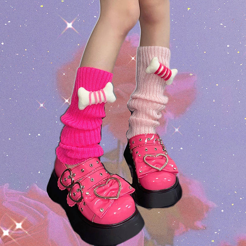 Dopamine cute little bones leg socks candy color series y2k 100 hitch cultural leg heaps pile socks women candy color-Taobao