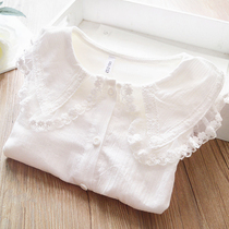 Korean girls plus velvet padded shirt children big lapel Joker shirt baby double-breasted base shirt winter