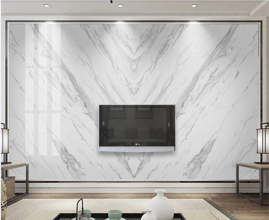 Living room tile marble TV background wall modern minimal rock shelter plate microcrystal suspended plate stone