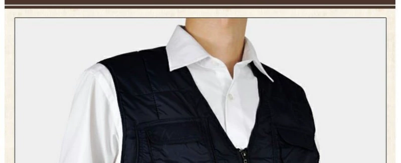 Mùa thu nam mùa đông dày vest trung niên quần áo nam vest cũ vest vest nhiều túi vest chần bố áo khoác đông nam