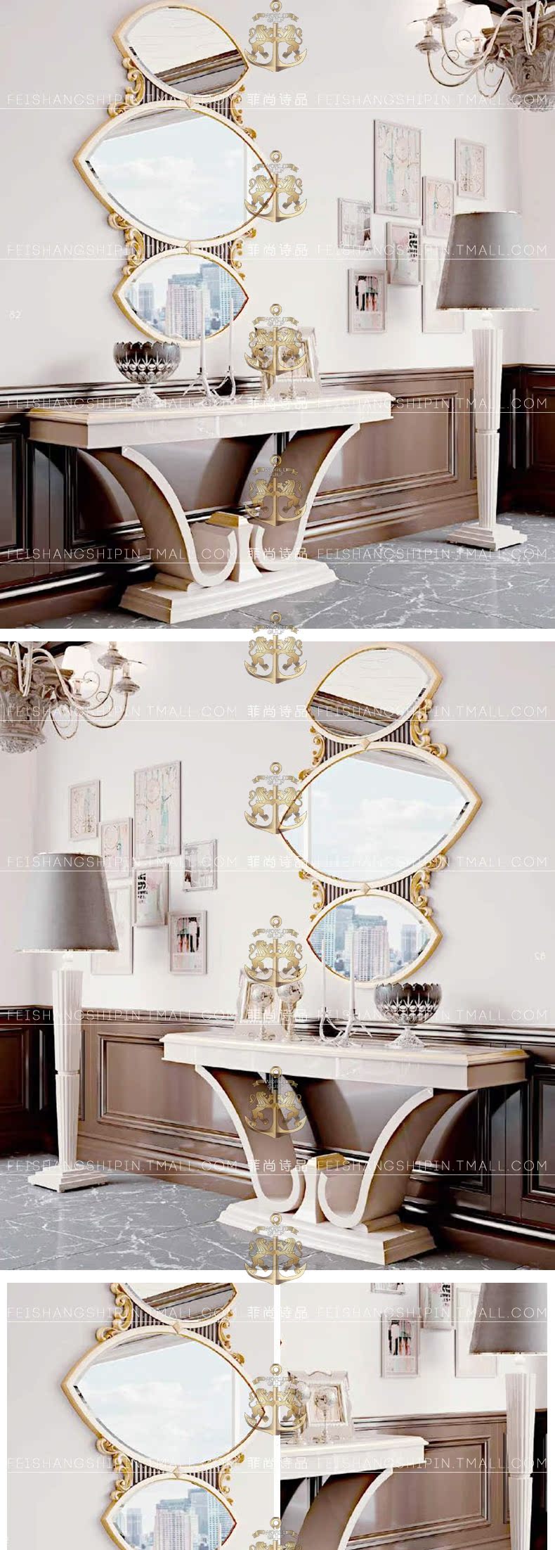 Bàn tân gia đình lối vào bàn gỗ rắn bàn bàn hậu hiện đại trang trí Jane Châu Âu treo tường gương đồ gỗ rắn - Bàn / Bàn bàn ghế gỗ đẹp