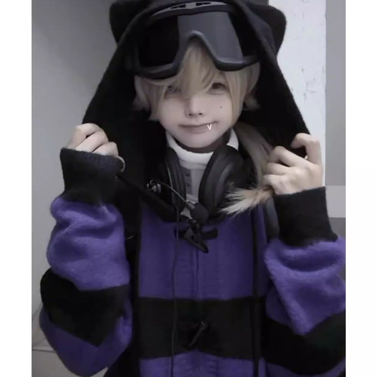 Original Little Witch Cat Ear Sweater, Autumn/Winter Hooded Cardigan, Loose, Cute, Versatile Knit Striped Coat