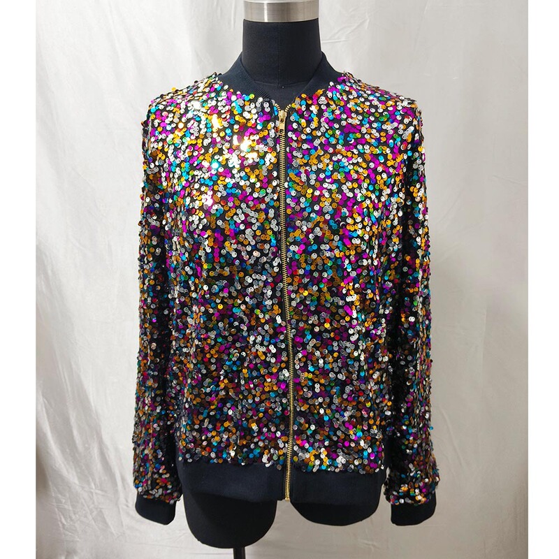 European and American Style Dress with Mesh Embroidery, Sequin Embellishments, and a Stylish Jacket Top with Colorful Sequins for Women, Suitable for Spring and Autumn European and American Style Dress with Mesh Embroidery, Sequin Embellishments, and a Stylish Jacket Top with Colorful Sequins for Women, Suitable for Spring and Autumn