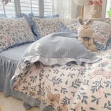 Демисезонный хлопковый брендовый свежий комплект, простыня, пододеяльник для принцессы, 4 предмета, в корейском стиле