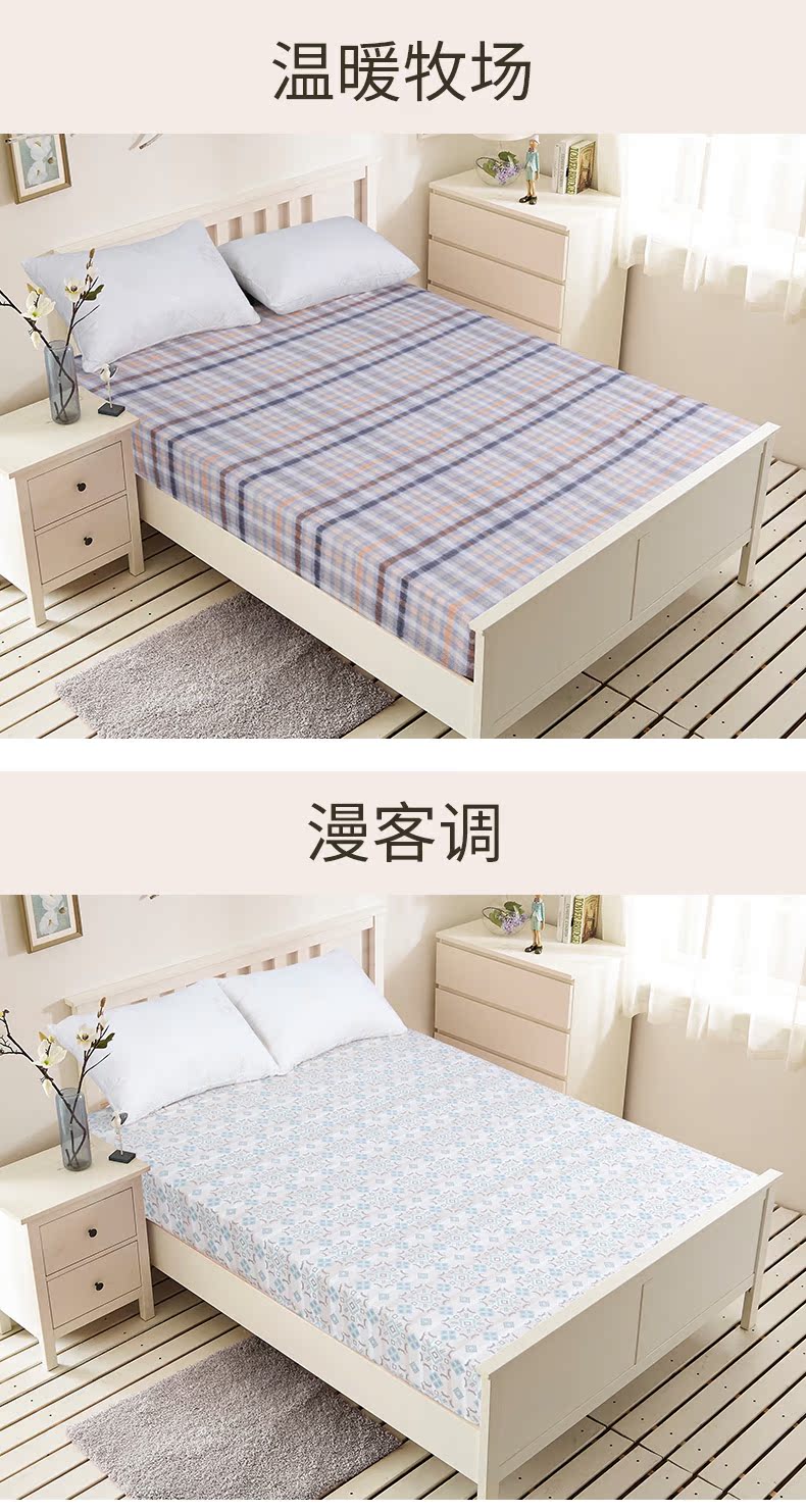 Giường chà bông dày Giường đơn trải giường bằng vải bông trải giường 1.5 Bộ chăn bảo vệ Simmons Giường 1,8m ga chun bọc giường spa