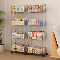 Acrylic Snack Storage Rack Floor-Standing Multi-Layer Movable Trolley Bookshelf Cosmetics Bedroom Living Room Storage Rack