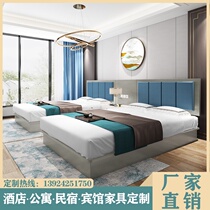 Hotel furniture Bed standard room Full set of hotel double bed Apartment bed and breakfast Single room dedicated convenient hotel bed customization