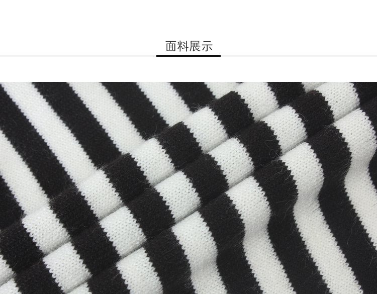 Lily2019春新款女装商务收腰版条纹毛针织衫