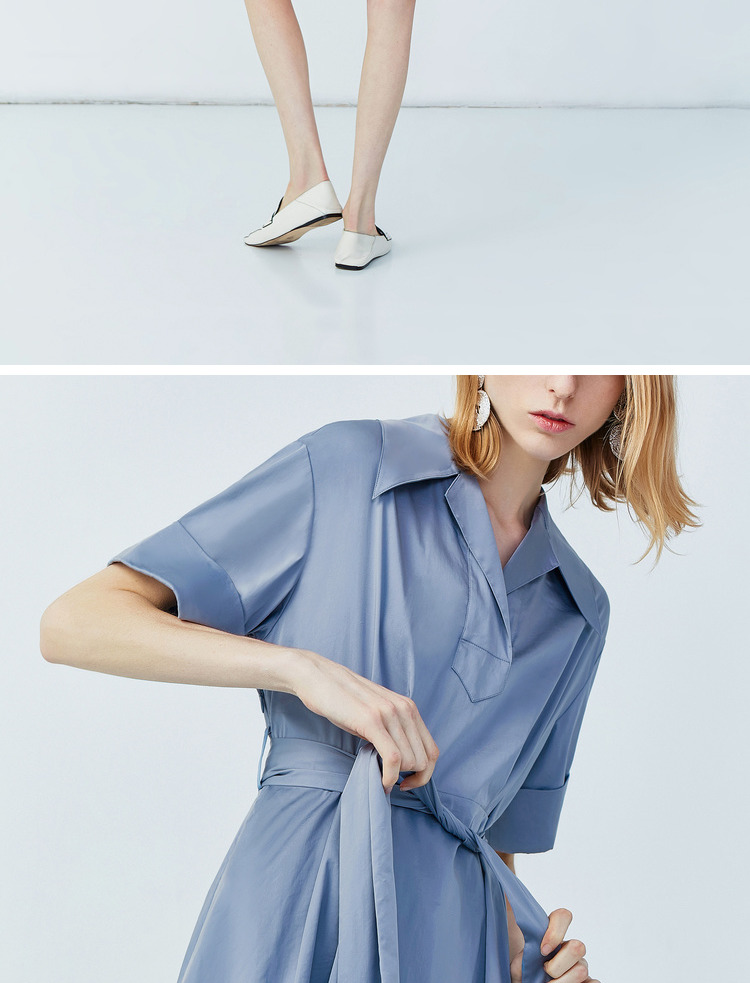 Lily2019 mùa hè mới cho phụ nữ Áo thun cotton tay ngắn A-line 119250C7584 - Váy eo cao 	váy eo con kiến	