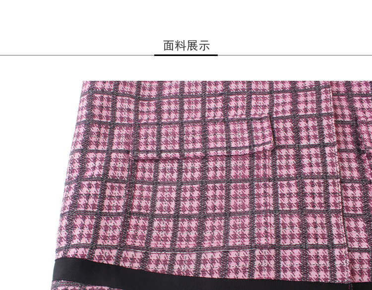 Lily2019 mùa thu mới của phụ nữ thanh lịch vải tweed dày kiểm tra viền áo ngắn 119120C3233 - Áo khoác ngắn áo bò nữ