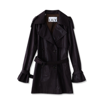 (Same style in shopping malls) LILY 2024 new autumn style fashionable and handsome one-hand-length waisted commuter windbreaker jacket for women