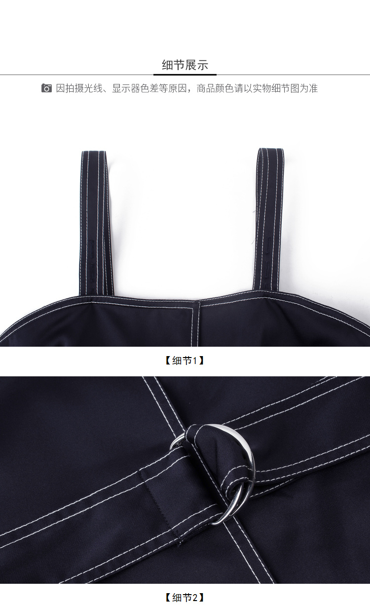 Lily2019 mùa hè mới phụ nữ khí chất dụng cụ thắt lưng thắt lưng Slim navy màu xanh có thể tháo rời dây đeo 7984 - Váy eo cao 	váy suông cột dây eo