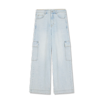 (Same style in the mall) LILY 2024 new summer womens retro workwear style slim high-waisted wide-leg jeans for women
