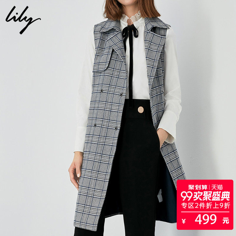 Lily2018 mùa thu mới của phụ nữ kinh doanh đi làm lưới H-loại belt vest 118349C0903