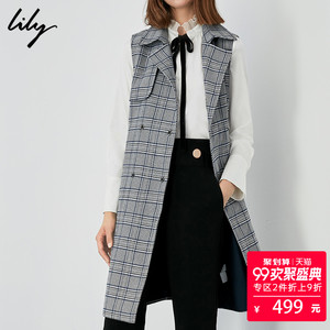 Lily2018 mùa thu mới của phụ nữ kinh doanh đi làm lưới H-loại belt vest 118349C0903