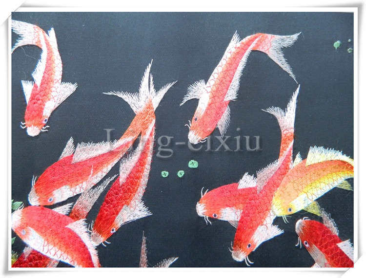 Вышивка Сучжоу 艺绣源苏绣礼品成品客厅画刺绣装饰画蜀绣湘绣九鱼图荷花富贵有余