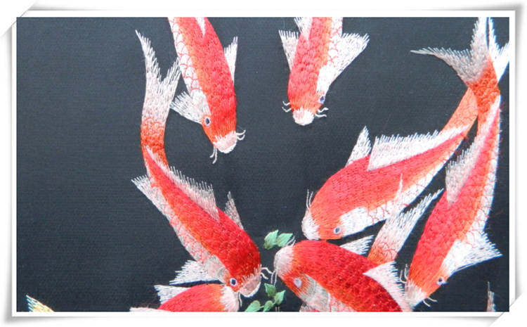 Вышивка Сучжоу 艺绣源苏绣礼品成品客厅画刺绣装饰画蜀绣湘绣九鱼图荷花富贵有余