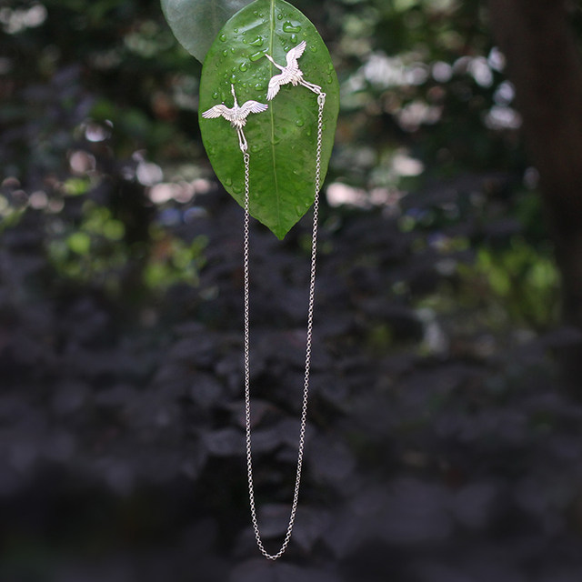 Dani ຕົ້ນສະບັບ Ruihe S925 sterling ເງິນ crane brooch ແບບຈີນ sterling ເງິນ corsage pin ປຸ່ມ collar ປຸ່ມ pendant