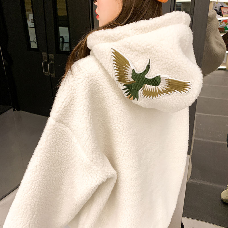 Lamb Wears female loose tight and new 2023 Spring and Autumn plus thickness medium and long coat coat