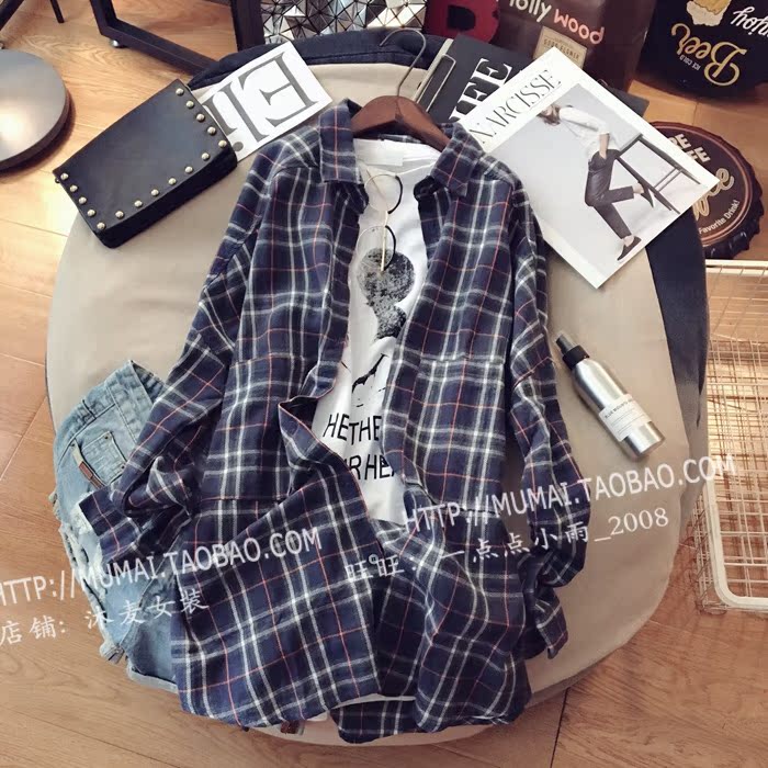 Mu Mai nữ 2018 mùa thu mới áo dài tay cotton rộng tay kẻ sọc nữ phiên bản Hàn Quốc áo ngực mỏng đơn các mẫu áo sơ mi