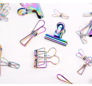 Autumn Trendy Versatile Seven-Color Office Water Drop Binder Clip Fun Learning Helper Rainbow Hollow Long Tail Clip