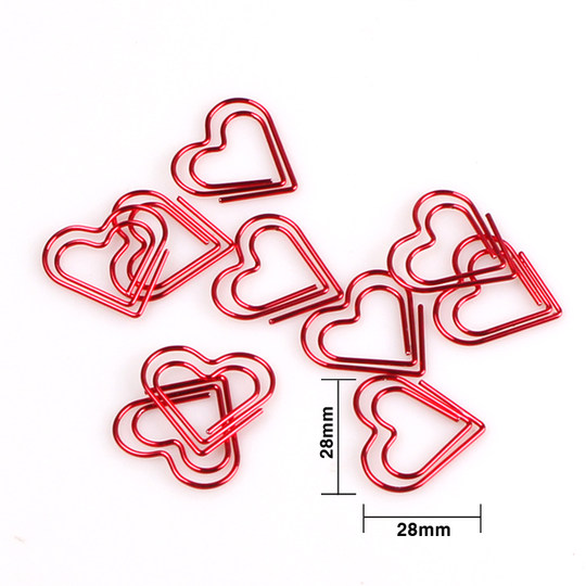 Lingqi new love red paper clip bookmark hand ledger peripheral learning stationery metal gift Taobao hot sale