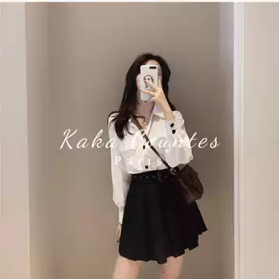 Sandro Moscoloni2021 new Korean version of small man high professional shirt pleated skirt temperament set