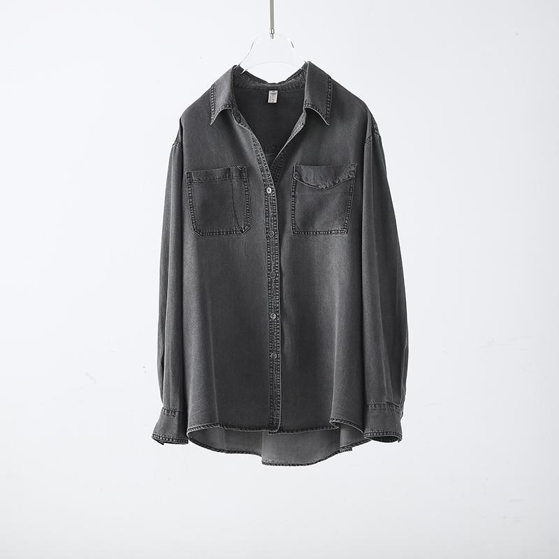 Women's Denim Shirt with Tencel Drape, Loose French Design, Niche Thin Style, Versatile Layering Casual Jacket Shirt