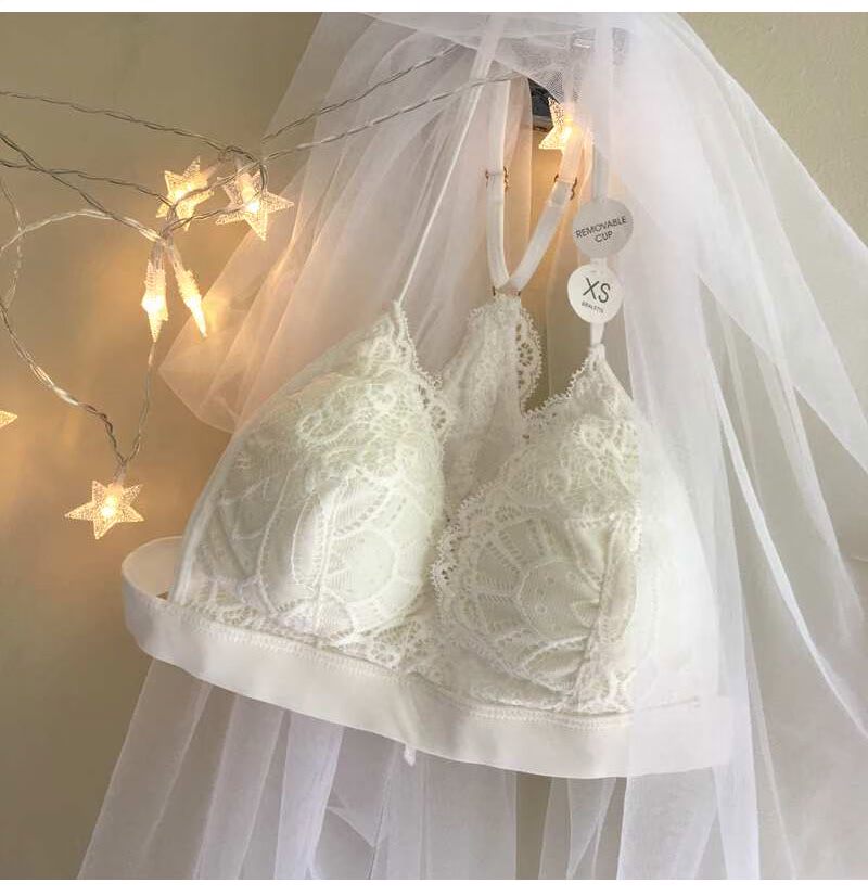 Mùa hè ren hình bướm đẹp khóa có thể điều chỉnh có thể tháo rời chèn bikini tam giác cốc không có vòng thép áo lót đồ lót bộ đồ lót