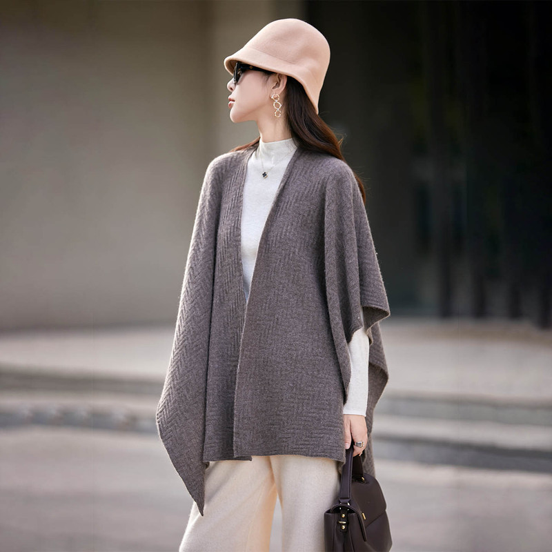 V-Neck Shawl 100% Pure Wool Knitted Cardigan for Women 2025 Autumn and Winter New Loose and Lazy Style Wool Sweater
