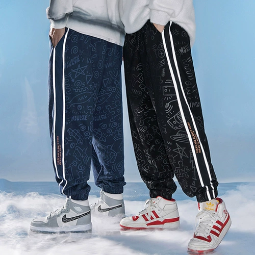 Мужские зимние трендовые светоотражающие спортивные штаны для отдыха в стиле хип-хоп
