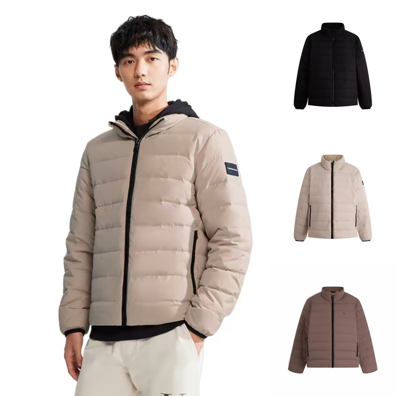 Tag Price: 2490! Authentic Calvin Klein/Ck Winter 90% White Duck down Stand Collar Ribbed down Jacket