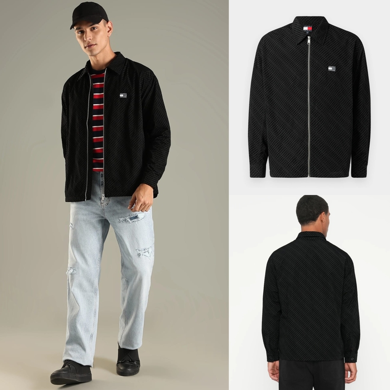 If You'Re Not Handsome, Come Find Me! Authentic Tommy Men's Full-Print Flocking Letter Print Lapel Windproof Coach Jacket