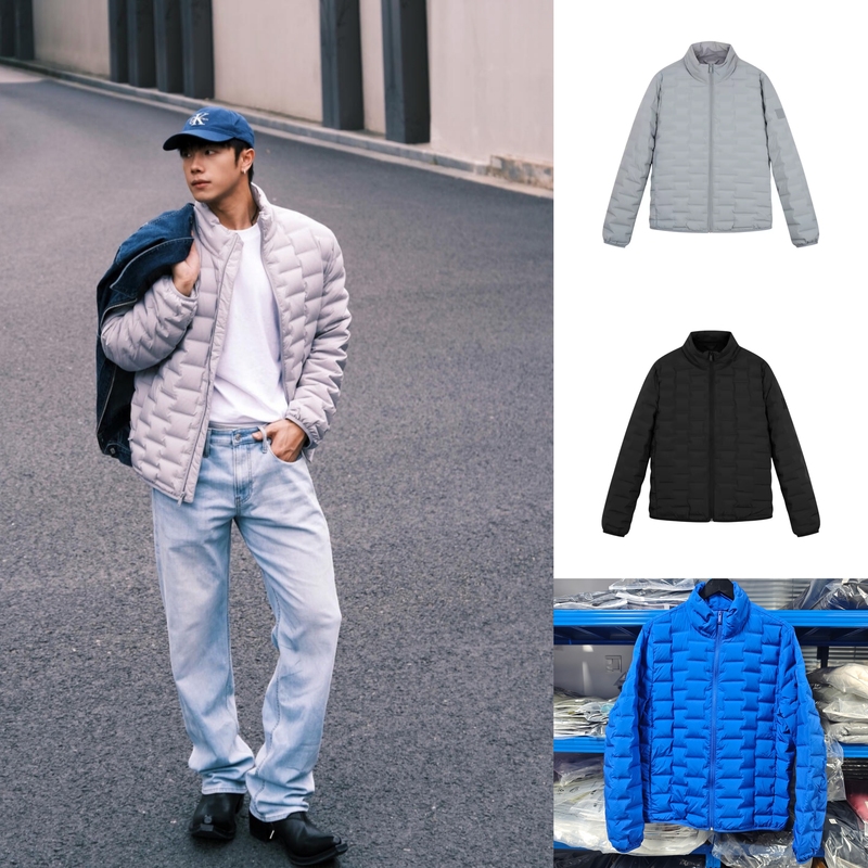 Seamless Bonded 90% Goose Down! Authentic Ck Jeans Autumn and Winter Men's Business Lightweight Warm Ribbed down Jacket