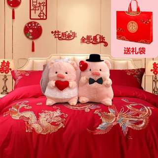 压床娃娃结婚一对婚庆用品lulu猪婚纱公仔礼物送新人高档布置喜娃