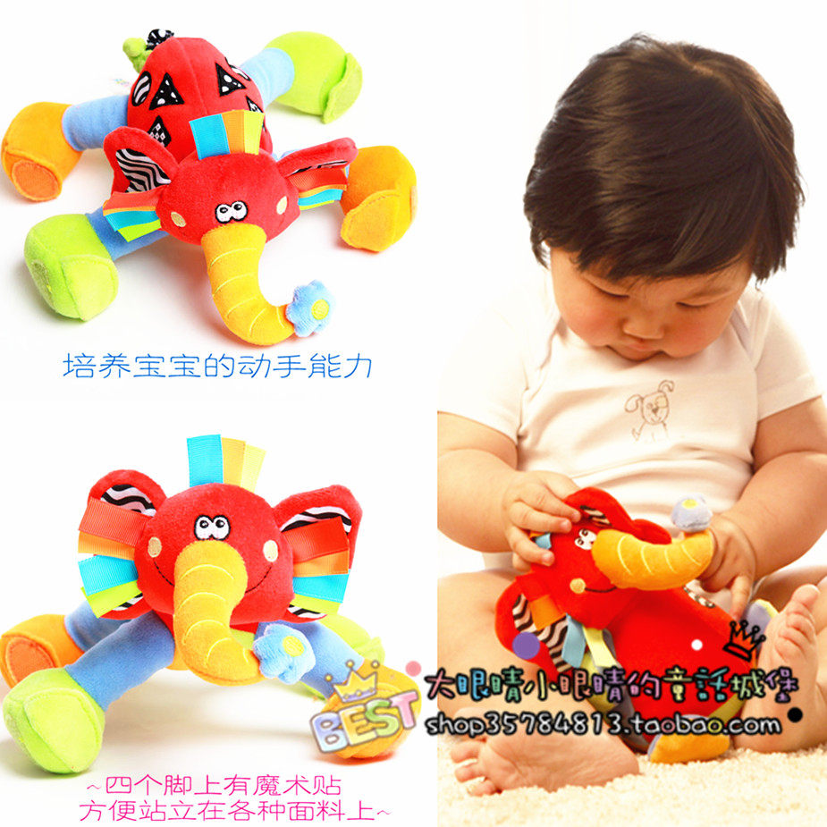 Australian Jollybaby rattles elephant appeasement doll with loud paper tag to hang cart small bed