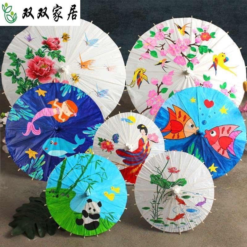 Children's hand-painted umbrella painted small hand-drawn paper umbrella parachute drawing materials colored toys