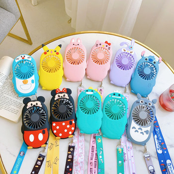 Minnie usb mute small fan mini cute pocket handheld fan rechargeable portable star dew lanyard female