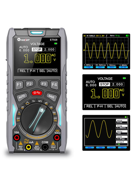 Color Screen Et928 Handheld Digital Oscilloscope Multimeter Signal Generator Auto Repair Instrument Multi-Function Three-In-One