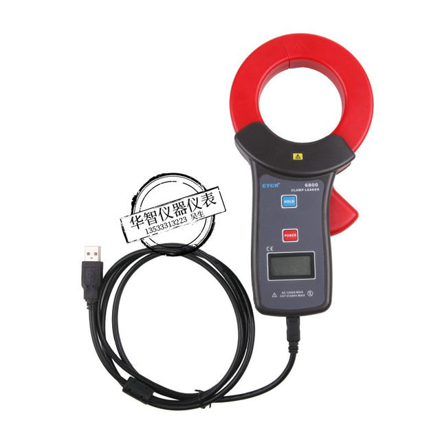Etcr6800 Clamp-On Leakage Current Meter Tester Large-Caliber Ac/Dc Clamp-On Ammeter Multimeter