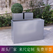 Long groove stainless steel flower pot rectangular flower groove combined flower case baking varnish dark grey outdoor partition mechen