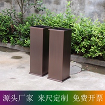 Styliform florator stainless steel flower pot plated red ancient bronze square column outdoor flower case European-style flower bowl villa