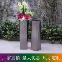 Sales House Florator Stainless Steel Plated Titanium Black Garden Landscaped Landscape Design Large Floor Flower Bowl