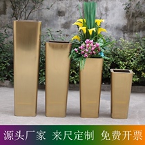 Simulation Flower Bowl stainless steel flower pot Fillet Wire Drawing Titanium Gold Art Home Dry Flowers Inserts Indoor Floras