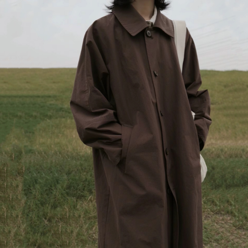 2024 Spring and Autumn Elegant Brown British Style American Imported Pima Cotton Textured Oversized Trench Coat for Women, Long Style