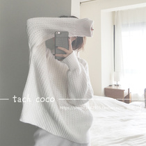 Tach Coco French style Soft glutinous round collar loose Lazy Breeze Sweater Woman Hemp Flower Gentle Knit Inner Hitch Undershirt