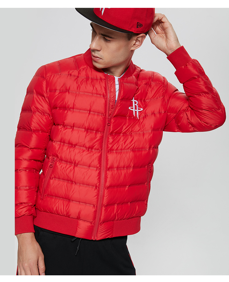 NBA Rockets Red 18 Fall / Winter Áo khoác ngắn mới Áo khoác thể thao ấm áp Light Down —