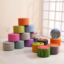 Home Small Round Stool Leather Face Change Shoes Chair Sofa Bench Bench Short Footstool Solid Wood Soft Bench Creative Leather Stool