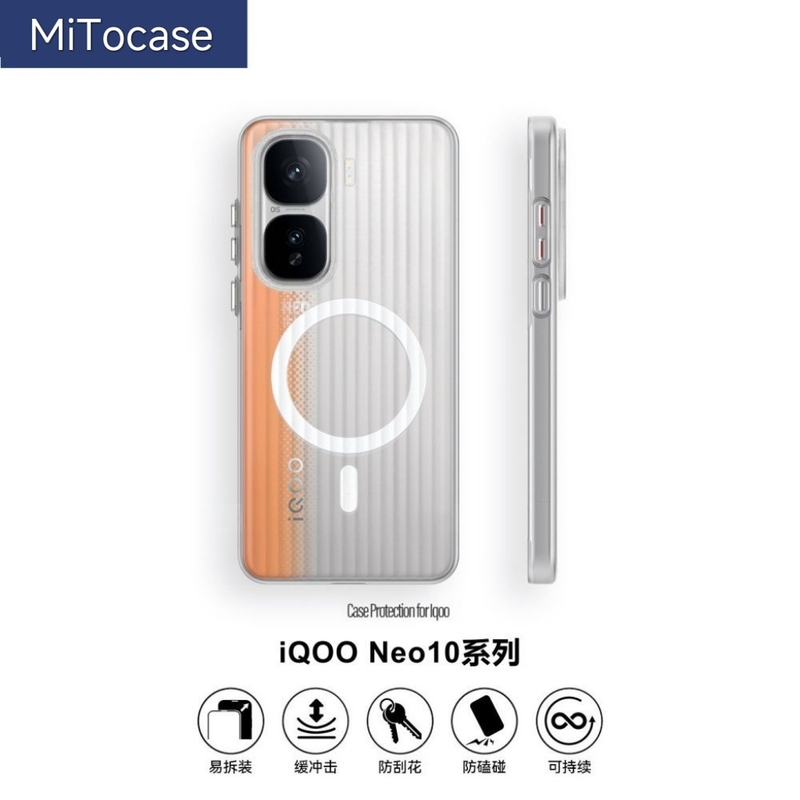 Summer Cooling Suitable for Iqoo Neo10 Phone Case Neo10Pro+ Magnetic Ice Fog Corrugated Grid Skin-Feel Matte Neo11 Protective Case 9Spro+ Hard Business High-End Metal Buttons